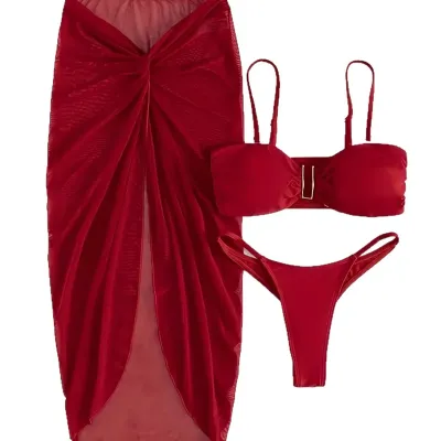 Three-Piece Separated Swimwear, Trendy Beachwear