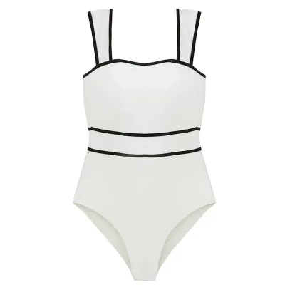 Sexy Backless Tummy-Covering Solid Color One-Piece Women's Swimwear
