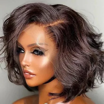 Front-lace European And American Fashion Short Curly With Big Waves Wig Cap