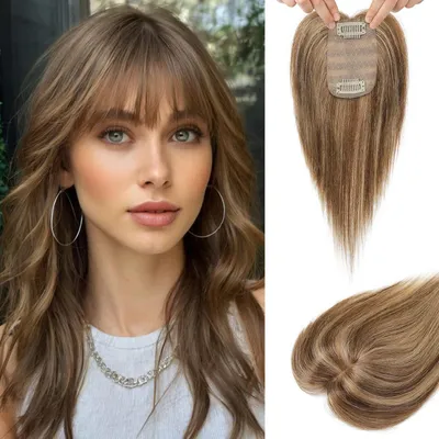 Golden Synthetic Wig With A Realistic Scalp Hairpiece