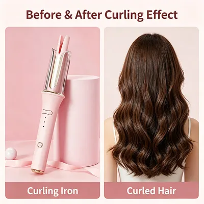 Hair Curler Automatic Rotating Long Barrel Curling Wand For Long Hair