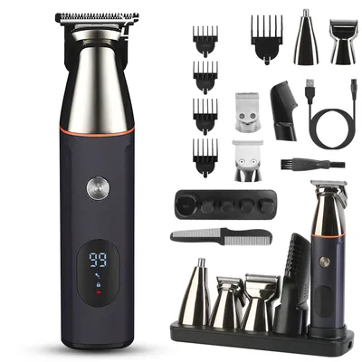 1Set All In One Beard Trimmer For Men Father's Day Gift With 5 Trimmer Heads IPX5 Waterproof Electric Razor For Face Nose Body Beard Cordless Hair Shaver Clipper Grooming Kit For Men Husband Father