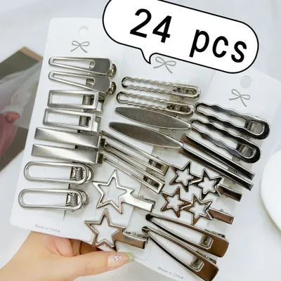 24-piece Cold-Style Set Heart-Shaped Rhinestone Letter Duckbill Hair Clips