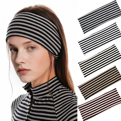 Striped Elastic Hairband Unisex Sports Headband Fashionable Hair Tie