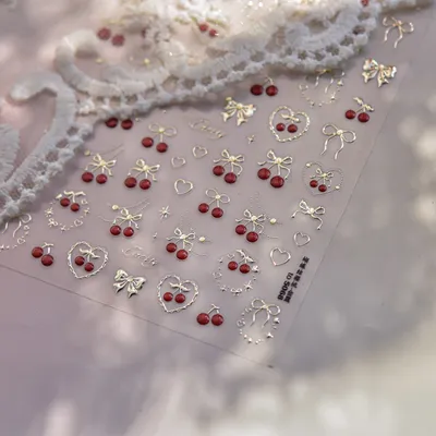 Japanese-style Instagram Inspired Strawberry And Bow Metal Nail Stickers