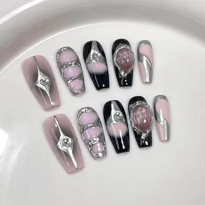 Handmade Medium-Length Nail Tips For Wearable Nails