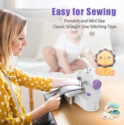 Portable Mini Electric Sewing Machine Multifunctional Desktop Tailor Home Use