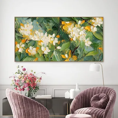 Abstract Floral Handmade Oil Painting On Canvas Wall Art Decoration 3d Texture Original Flowers Crabapple Blossoms For Home Bedroom Decor Rolled Frameless Unstretched Painting