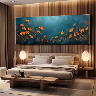Abstract Floral Handmade Oil Painting On Canvas Wall Art Decoration Original Flowers For Home Bedroom Head Of A Bed Decor Rolled Frameless Unstretched Painting