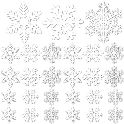 5 Sheets 135 Pcs Christmas White Snowflakes Window Clings 3 Designs Snowflake Static Stickers Winter Snow Flakes Clings For Christmas New Year Home Office Winter Holiday Party Decal