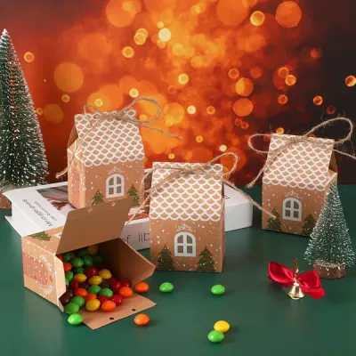 36 Pieces Mini Christmas Party Favor Boxes Gift Bags, Small Gift Boxes Xmas Treats Party Favors Stocking Stuffers