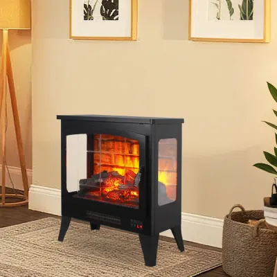 21 InchThree-sided Freestanding Electric Fireplace Stove Heater With 3D Flame Effect With Remote Control--Self-pickup Is Not Supported