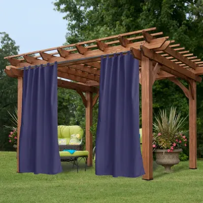 50inch*120inch Navy Luxurious Woolen Outdoor Curtain With Hanging Straps Combine Elegance And Durability For A Comfortable Outdoor Space.