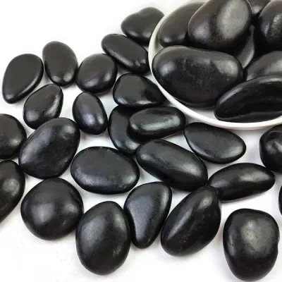 38lbs Black Pebbles For Plants, 2-3 Inch High Polished Natural Large River Rocks For Landscaping, Decorative Stones Vase Filler Fish Tank Aquariums Garden Outdoor And Indoor DIY