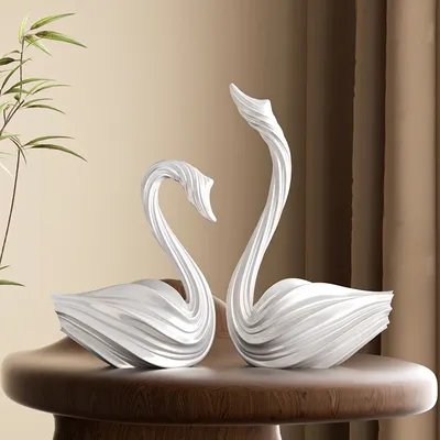 Abstract Art Swan Decorative Piece In A Minimalist, Light-luxury Style