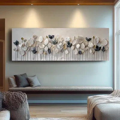 Minimalist Leaf Panoramic Art Canvas Painting