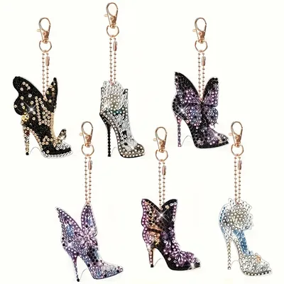 DIY Diamond Painting Keychain - High Heel Pattern, DIY Decoration, Diamond Kit Craft Supplies, Handmade Mosaic Painting Keychain DIY Set Suitable For Beginners, Creative Handmade Craft Gift Set