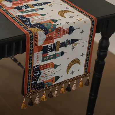 American-style Table Runner With Gradient Tassels Festive And Folk-inspired Decoration