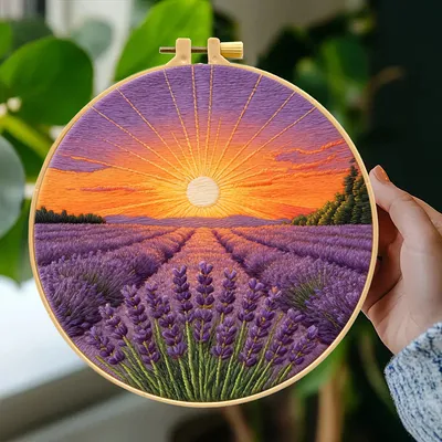 Lavender Field Embroidery Kit