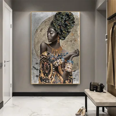 Abstract African Beauty Graffiti Canvas Painting Core Living Room Decoration