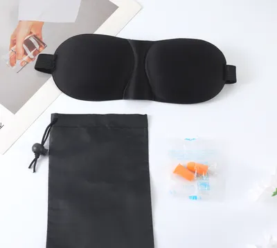 3D 3D eye mask set-black-knitted fabric-1 piece