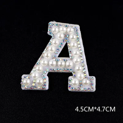 Pearl Rhinestone Cloth Sticker-Letter A-White-2 Pack