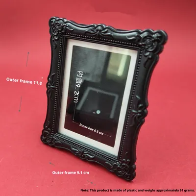Photo frame refrigerator sticker-obtuse angle flower-black-9.1 * 11.8cm-1 piece
