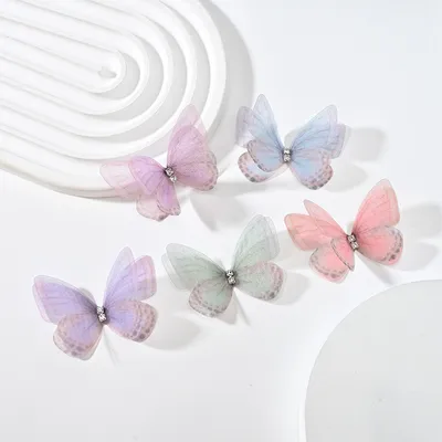 DIY Handmade Double-layer Mesh Laminate Double Diamond Mesh Floral Print Butterfly Jewelry Headdress