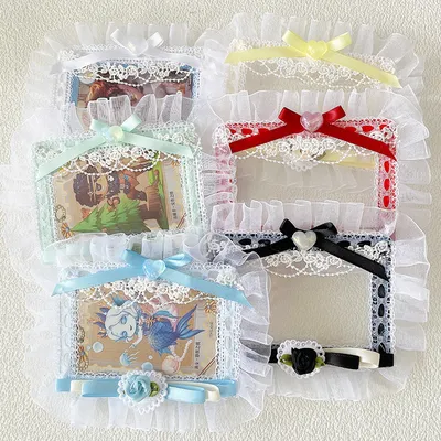 Vintage Coffee Lace Trim Card Holder - Compact Leather Style Wallet for Women - Portable Credit Card Case