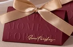 Wedding candy box-1 large wine red-with ribbon
