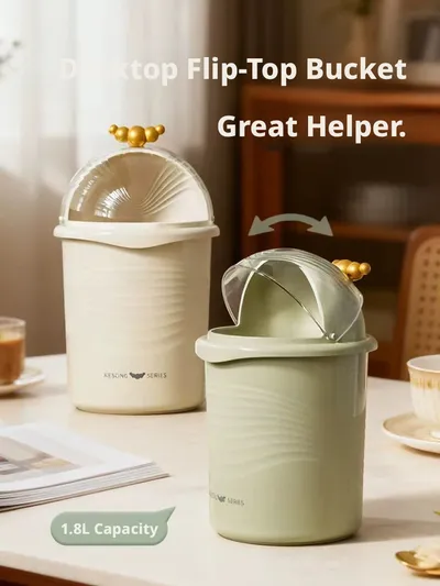 Desktop flip trash can-random color-PP+PET-1 piece