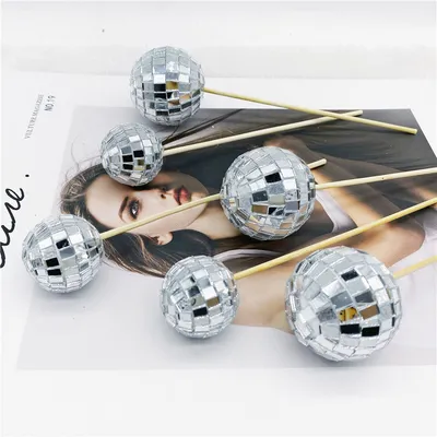 Disco Ball Cake Decoration With Wooden Stick