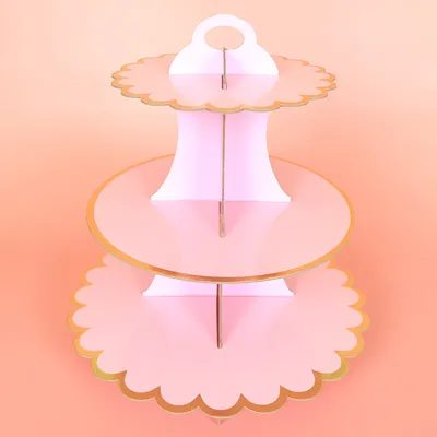 Disposable Three-Tier Gold-Stamped Paper Dessert Table Cake Stand