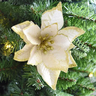 13cm three-layer gold powder Christmas flower