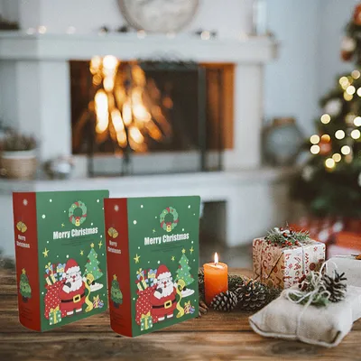 10 Pcs Christmas Treat Boxes Book Shape Cartoon Candy Box Christmas Tree Santa Bakery Gift Boxes For Christmas Birthday Wedding Party Present Decoration Supplies
