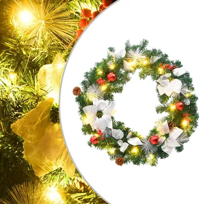   Christmas wreath with LED lights 60 cm PVC  
