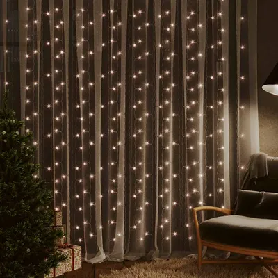   LED Light Curtain 3x3 m 300 LEDs Warm White 8