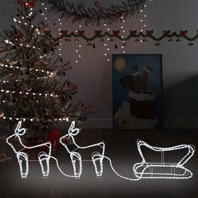   Christmas Decoration Reindeer and Sleigh Outdoor 576 LEDs