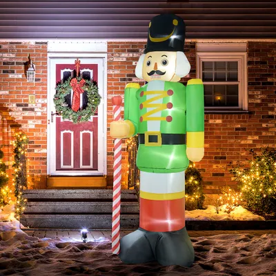 11.8 Inflatable Green Walnut Soldier w/ White LED Lights, Blow-Up Outdoor Display for Party
