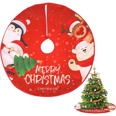 Red Christmas Tree Decoration, Round Christmas Tree Skirt, Christmas Tree Mat