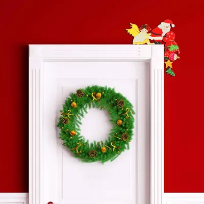 Set Of 3 Christmas Door Frame Decorations: Wooden Door Frames, Santa Claus Door Decorations, Christmas Moose Door Frame Decorations, Christmas Door Decorations For Doors, Windows, And Walls