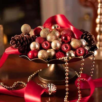 Christmas Decorations:Ball Ornaments, 49-Piece Set,Christmas Decorations With Gift Packaging,Christmas Tree Ornaments With Clothes Hangers, Christmas Decorations In Red And Gold,Party Favor Packages