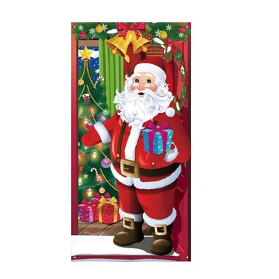 Santa Claus Door Curtain - Outdoor Christmas Decoration - Red