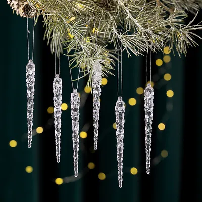 12PCS Christmas Decoration Transparent Icicle Ornaments
