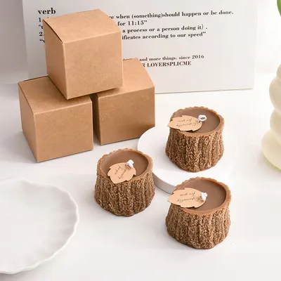 Forest-Style Log Scented Candle Wedding Favors Gift Box