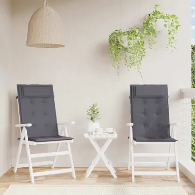   High-Back Chair Cushions, 2 pcs., Anthracite Oxford Fabric