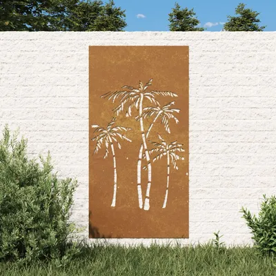   Garden Wall Decoration 105x55 cm Corten Steel Palm Design