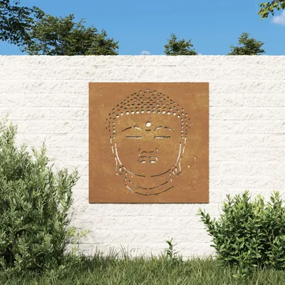   Garden Wall Decoration 55x55 cm Corten Steel Buddha Head