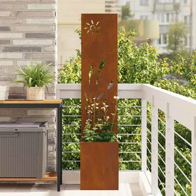   Garden Privacy Screen Canvas Rusty Weatherproof Steel   Garden Privacy Screen Canvas