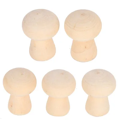 20pcs Peg Doll Bodies Wood Mushroom Head Shape Unfinished DIY Decoration For Arts And Crafts